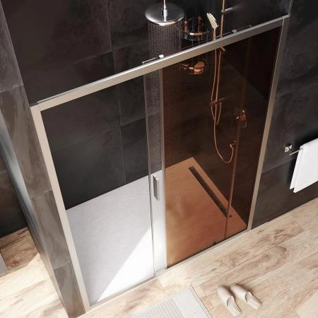 Дверь душевая в нишу AM.PM Gem W90G-140-1-195MBr прозрачное, бронзовое; профиль хром матовый