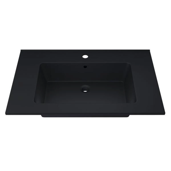 Раковина кварцевая Uperwood Parma Quartz 75 см, черная матовая, уголь