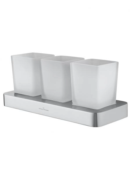 Три стакана для зубных щеток с держателем WONZON & WOGHAND LOTTE, Хром (WW-8338)