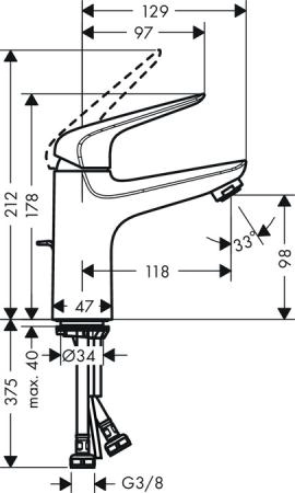 Смеситель Hansgrohe Novus 71030000 для раковины с донным клапаном,хром