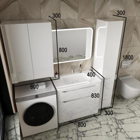 Тумба напольная Style Line Марелла 80 (2 ящ.) Люкс антискрейтч белый глянец, PLUS