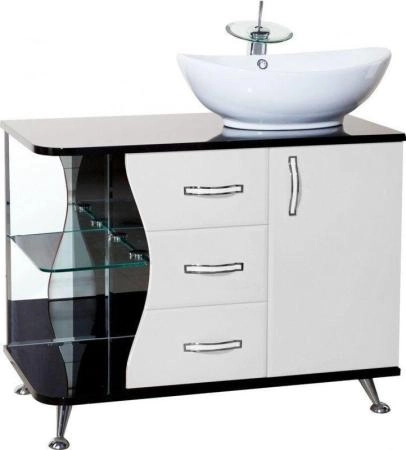 Тумба под раковину Bellezza Рио 90 R напольная с 3 ящ. белая/черная