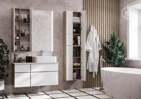 Тумба под раковину AQUATON Мишель 100 без столешницы, дуб эндгрейн, белый 1A244101MIX40