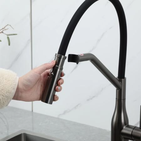 Смеситель GAPPO G4098-19 для кухни с гибким изливом, оружейная сталь