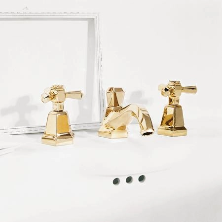 Stella Eccelsa Смеситель для раковины на 3 отверстия 3224TC, с донным клапаном, цвет: золото