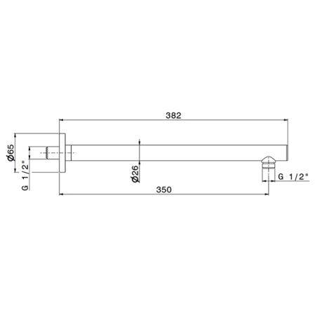 Newform XT Кронштейн для верхнего душа, настенный., L=35см, G1/2" , цвет: хром