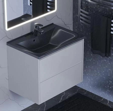 Раковина Uperwood Elen, 65 см, с декоративной крышкой, черный металл