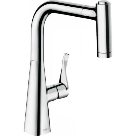Смеситель Hansgrohe 73800000 Metris для кухни 220 мм, 2 режима, выдвижной излив хром