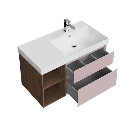 Тумба Kerama Marazzi CUBO КУБО CUB.90.2Rh\MAL.N правая подвесная с ящиками 90, мальва матовая-древесная