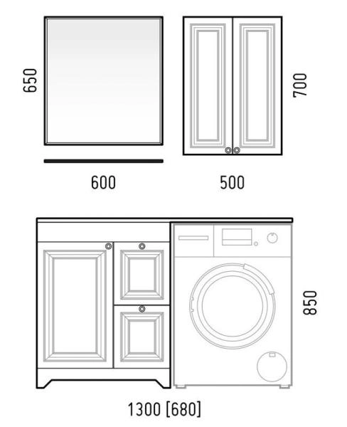 Тумба Corozo Леон 70 Z2, Мадлен 130(раковина отдельно) под стиральную машину