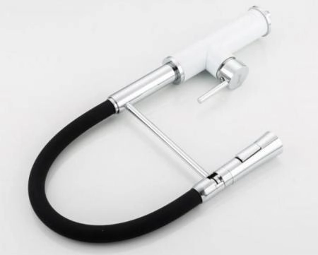 Смеситель для кухни Frap F4452-8 черный-белый, гибкий излив