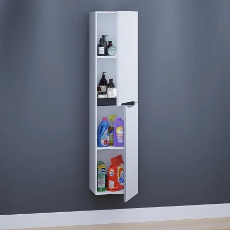 Шкаф-пенал для ванной Uperwood Tanos 33*27*150 см, подвесной, белый/графит, универсальный