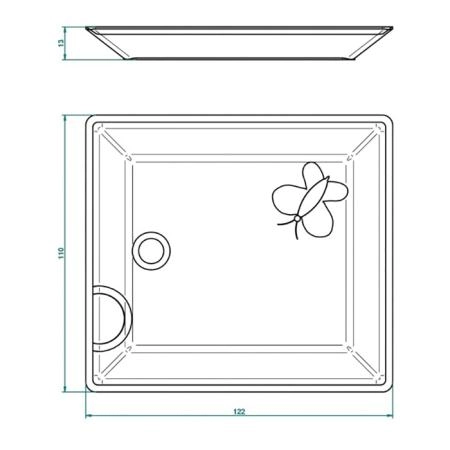THG CAPUCINE VERT DECOR PLATINE Поднос керамический 122х110 мм., настольный, small size, декор платина/зеленый, цвет: белый