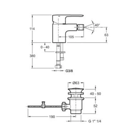 Смеситель Jacob Delafon BRIVE E75763-CP для биде хром с донным клапаном
