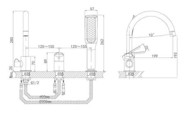 Смеситель для ванны D&K Rhein Marx (DA1394901)