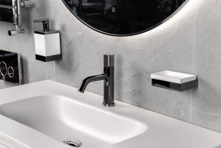 Диспенсер Boheme настенный Qubic Shine Gun Metal 10727-SGM