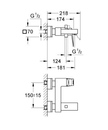 Смеситель Grohe Eurocube 23140000 для ванны