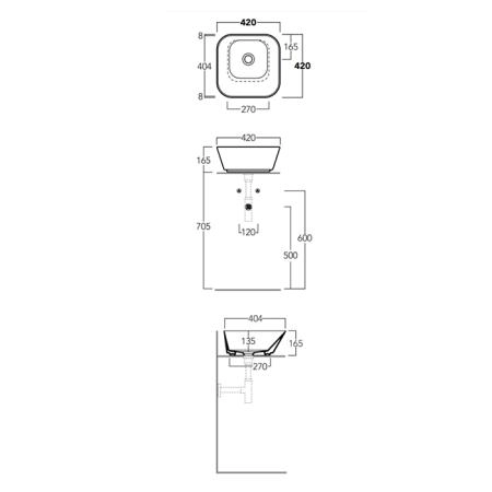 Simas WAVE Раковина накладая 42х42х16.5см., без отв., цвет: Mirto matt