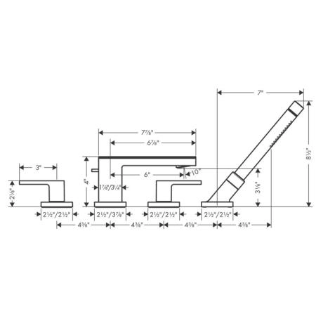 Axor MyEdition Смеситель для ванны, на 4 отв, излив 200мм, внешняя часть, цвет: хром/зеркальное стекло