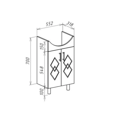 Тумба под раковину Bellezza Элеганс 60 напольная белая