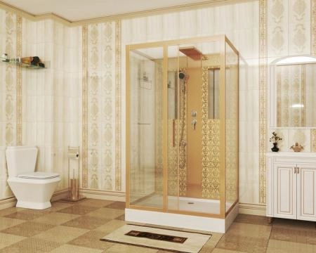 Душевая кабина Niagara Luxe NG-7711GBK (900x1200х2100) низкий поддон стенки ЗОЛОТО БЕЗ КРЫШИ