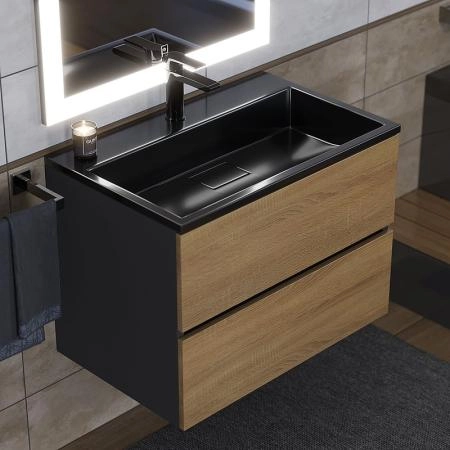 Раковина для ванной Uperwood Barsa 70 см, черная глянцевая
