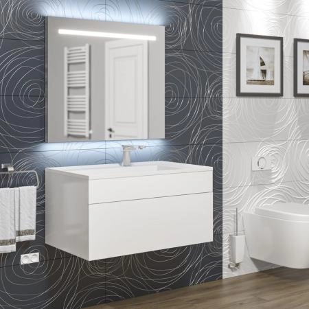 Раковина для ванной полувстраиваемая Uperwood Lotus 80 см, прямоугольная, белая матовая