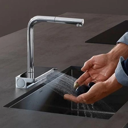 Hansgrohe Aquno Select M81 Смеситель для кухни, 1 отв., с вытяжным душем 2jet, цвет: хром