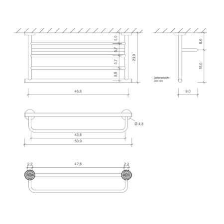 Decor Walther Basic KHT Полотенцедержатель 50см, подвесной, цвет: черный матовый