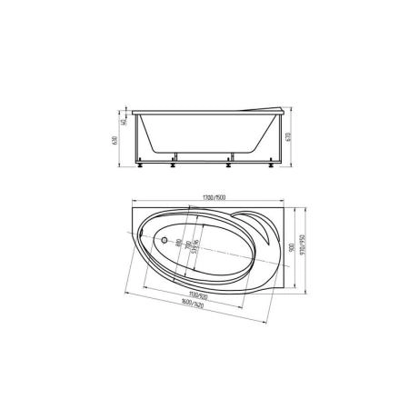 Ванна АКВАТЕК Бетта 150x95 без гидромассажа левая с фронтальным экраном