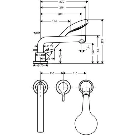 Смеситель Hansgrohe Talis S 72416000, на край ванны хром