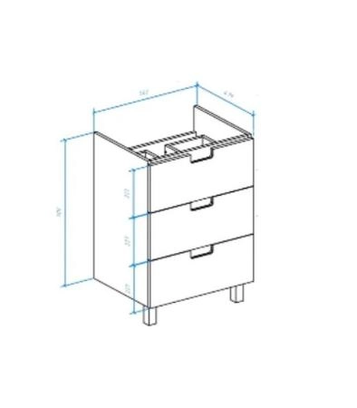 Тумба под раковину Bellezza Пегас 60 напольная с 3 ящ. бежевая