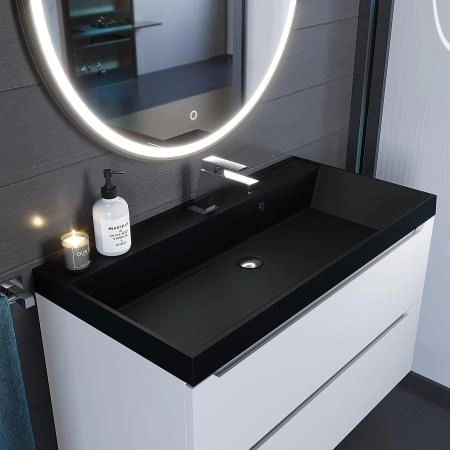 Раковина кварцевая Uperwood Classic Quartz 90 см, черная матовая, космос