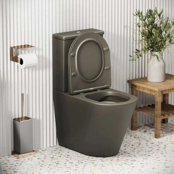 Унитаз Grossman GR-4480GSMS Color (620*365*810) ХАКИ МАТОВЫЙ напольный Безободковый с тонкой крышкой