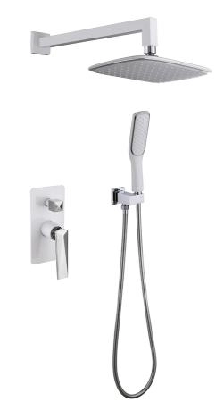 Смеситель встроенный + верхний душ + ручной душ Boheme БЕЛЫЙ+ХРОМ 374-W