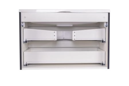 Тумба подвесная Style Line Бергамо мини 90 (2 ящ.) Люкс антискрейтч черный, PLUS