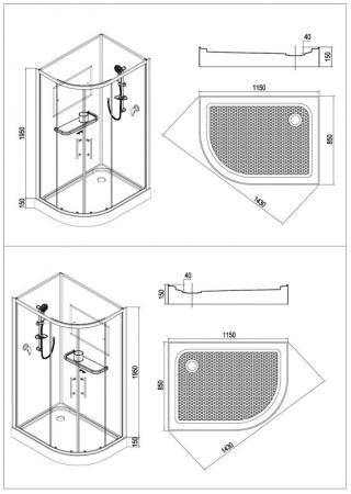 Душевая кабина Esbano 85x115 асимметричная матовое стекло ESKB115CL