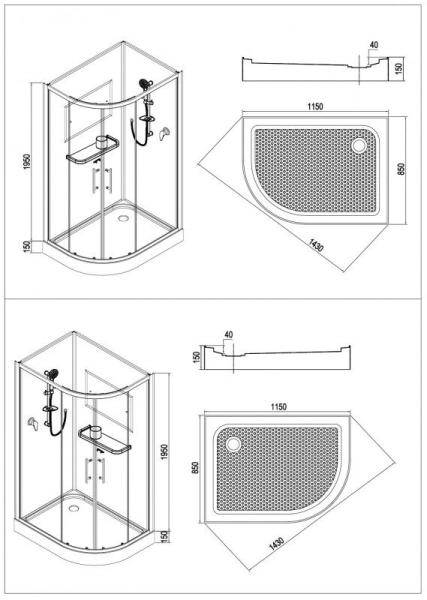 Душевая кабина Esbano 85x115 асимметричная матовое стекло ESKB115CL