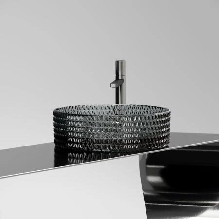 Умывальник чаша накладная круглая (цвет черный) Cristal 360x360x112мм