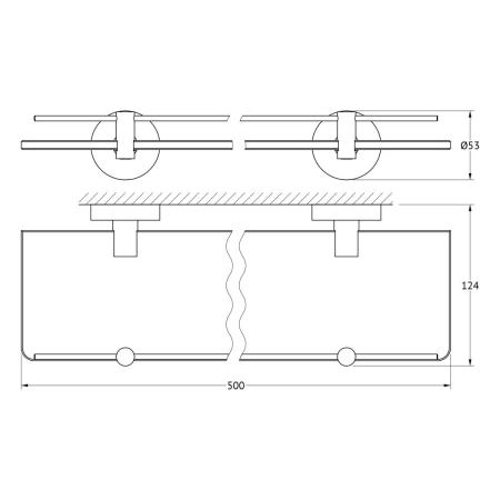 Полка с держателями 50 cm матовое стекло;  ARTWELLE Harmonie HAR 035 хром