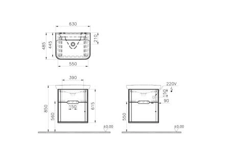 Тумба с раковиной  VitrA Sento  60822 65 см матовая белая МДФ