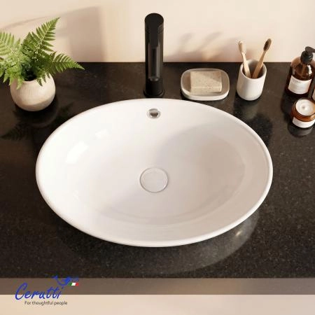 Раковина накладная CeruttiSPA, CR7027 (590х385х195) белая, лодочка