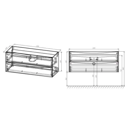 Тумба под раковину Vincea Mia 1200 подвесная, 2 выкатных ящика soft close, V.Oak