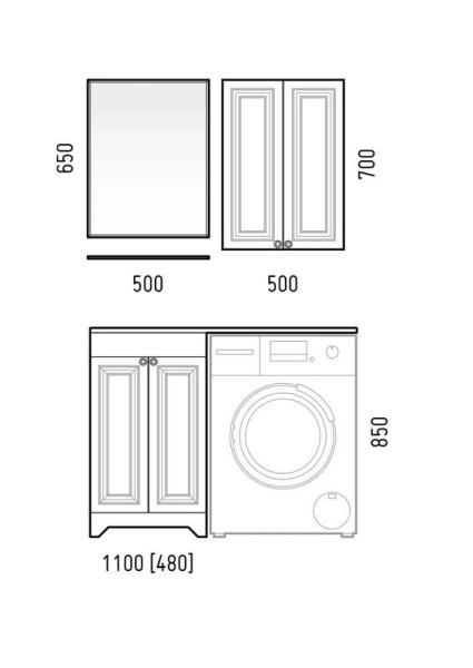 Тумба Corozo Леон 50, Мадлен 110 (раковина отдельно) под стиральную машину