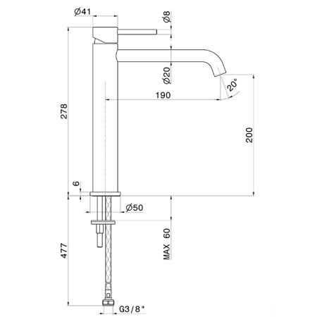 Newform X-Steel 316 Смеситель для раковины, 1 отв., средний, цвет: нержавеющая сталь