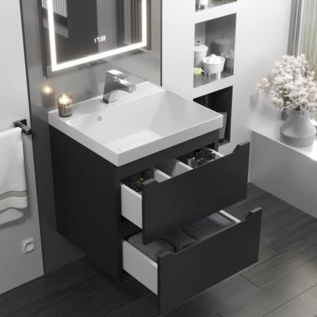 Тумба под раковину для ванной Uperwood Tanos NEW 50 см, подвесная, черная