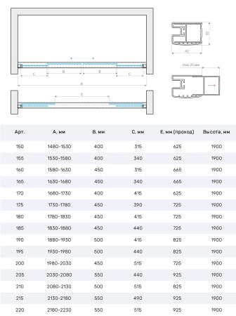 Душевая дверь Vegas-glass Z2P Protec h1900 175 02М 10, профиль черный матовый, стекло сатин