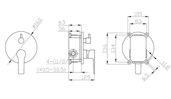 Смеситель для душа встроенный ESKO Singapore SB83-2 черный