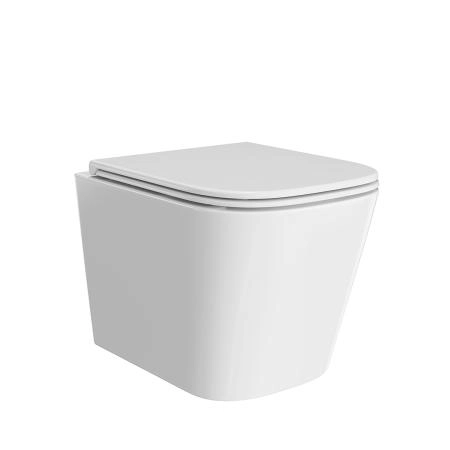 Унитаз Kerama Marazzi CUBO КУБО CU.wc.02 подвесной безободковый с крепежом и сиденьем, белый глянцевый