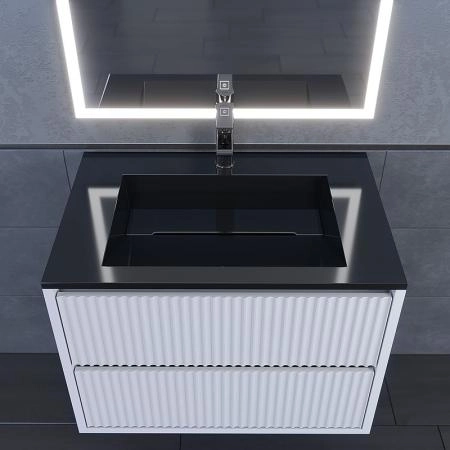 Раковина для ванной Uperwood Next Premium 70 см, прямоугольная, черный глянец